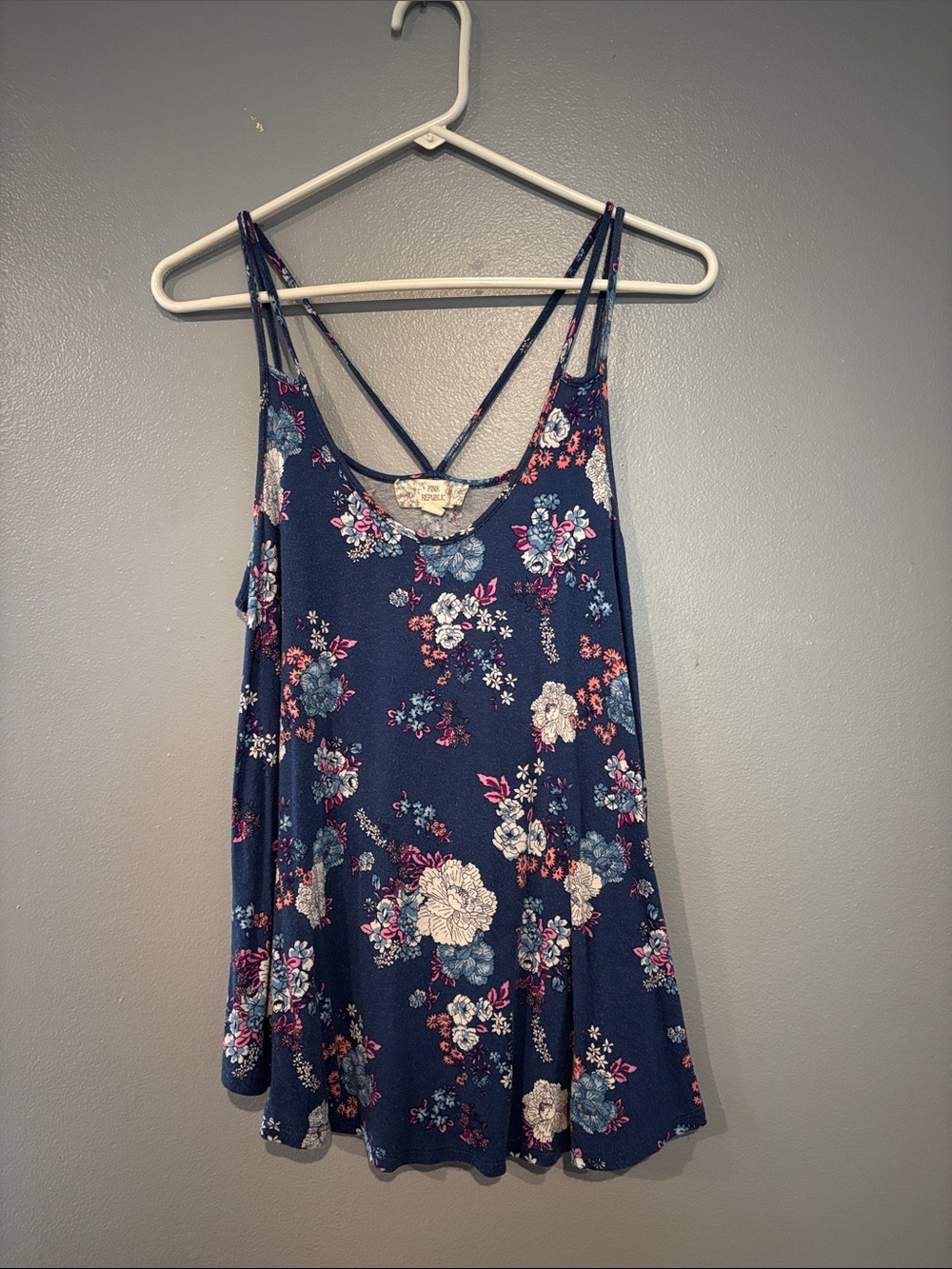 Pink Republic Navy Floral Double-Strap Swing Camisole